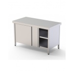 Mesa de Trabajo Acero inoxidable Central Con Puerta Corredera a 1 cara