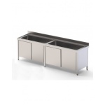 Fregadero Gran Capacidad Acero Inoxidable 2 Cubas Fondo 700 Con Mueble Con Puertas 1800x700x400h mm