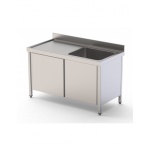 Fregadero Industrial Acero Inoxidable Con 1 Cuba y Escurridor Con Puertas Correderas
