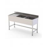 Fregadero Industrial Acero Inoxidable Con 2 Cubas y Escurridor Con mueble