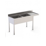 Fregadero Industrial Para Lavavajillas Acero Inoxidable Con 2 Cubas y Escurridor Con Mueble