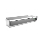 Vitrina 6 cubetas GN1/4 con TAPA de 1400x335x270h mm PEKIN VRX1400330SL