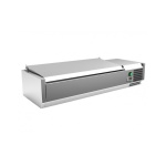 Vitrina 3 cubetas GN1/3 + 1 cubeta GN1/2 con TAPA de 1200x395x270h mm PEKIN VRX1200380SL
