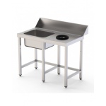 Mesa Prelavado de Acero Inoxidable Para Lavavajillas Con Cubeta de 500x400x250 mm