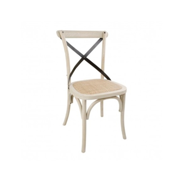 Silla de madera con respaldo cruz metálica color arena DR306 Bolero (Juego 2)