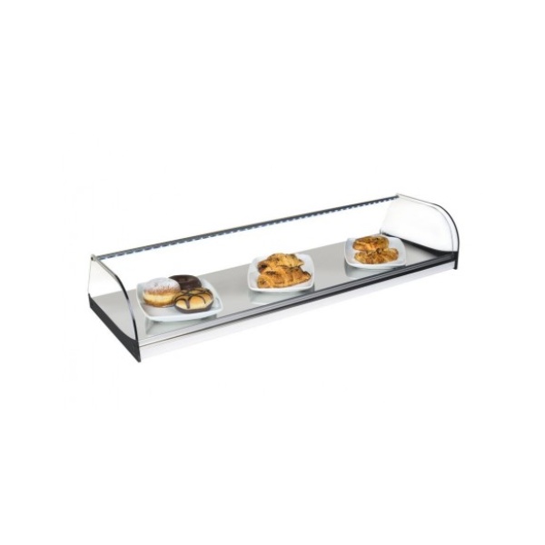 Vitrinas Neutras Cristal Curvo con Base en Acero Inoxidable INOX-VC100LED