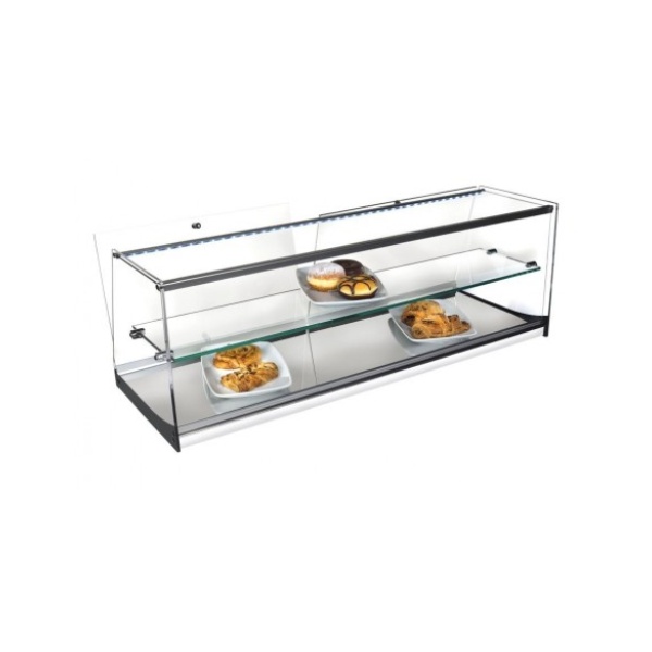 Vitrinas Neutras Cristal Recto con Base en Acero Inoxidable Con Puertas INOX-VRLP100LED