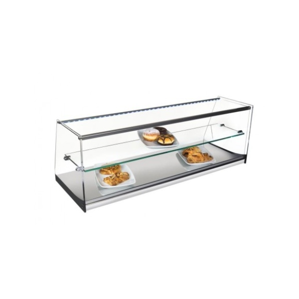 Vitrinas Neutras Cristal Recto con Base en Acero Inoxidable INOX-VRL100LED